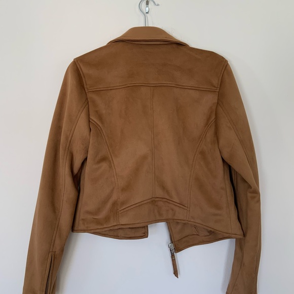 NWT Abercrombie & Fitch Tan Suede-Look Moto Jacket - Picture 3 of 6